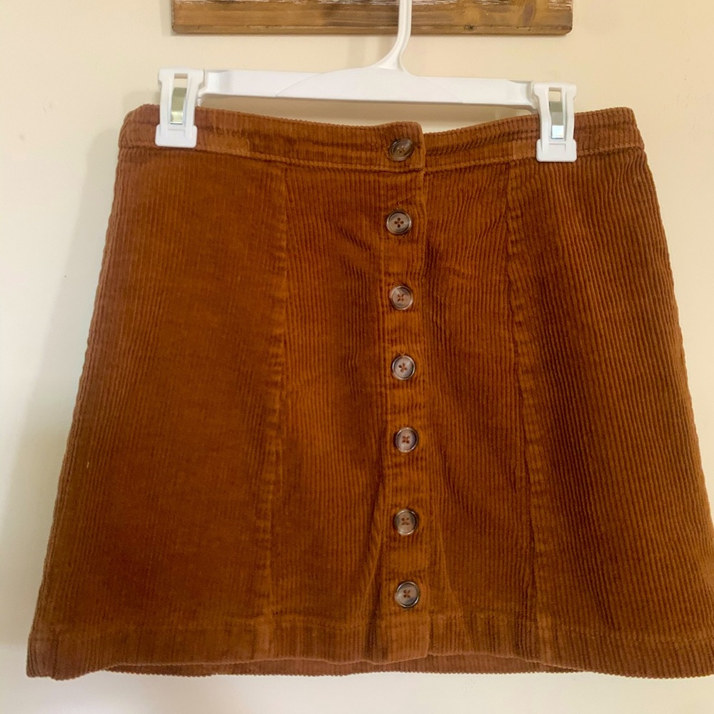 Light Brown Corduroy button up Skirt Sz M